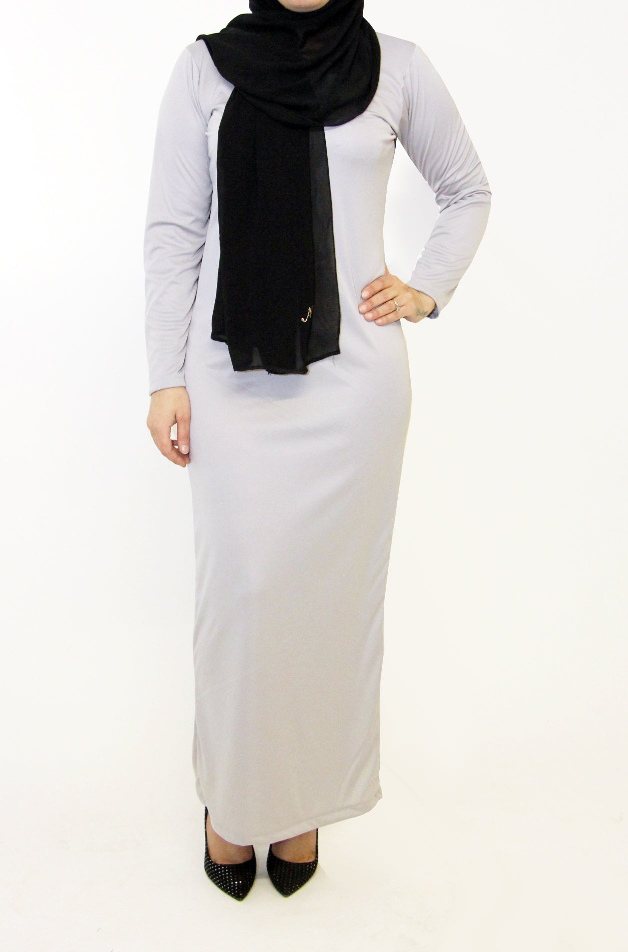 Dariya Long Grey Slinky Dress