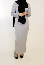 Load image into Gallery viewer, Dariya Long Grey Slinky Dress
