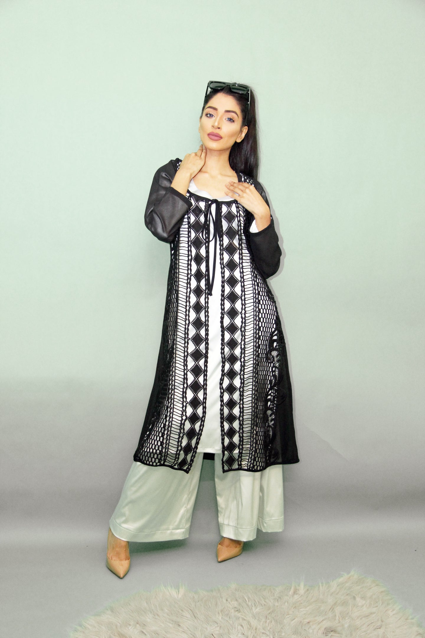 Zayn Silver Suit with Lace Jacket Set