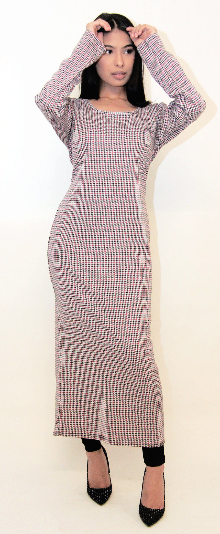 Rania Check Long Dress with Leggings