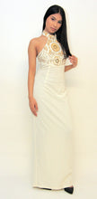 Load image into Gallery viewer, Farida Cream Dress Gold Detailing Floor Length

